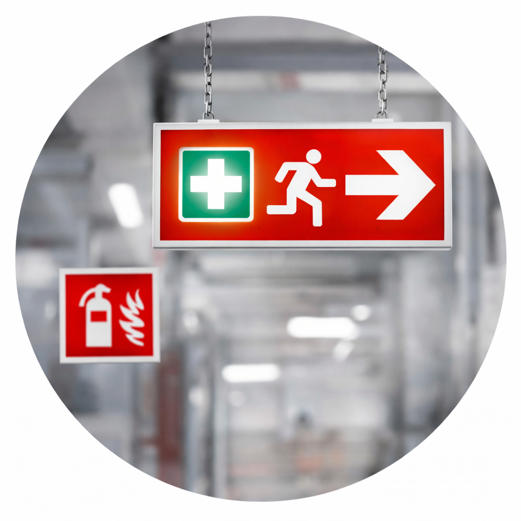 Sinalização de emergência e extintor de incêndio.png